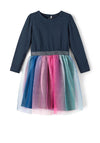 Name It Mini Girl Omina Long Sleeve Tulle Dress, Dark Sapphire