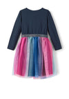 Name It Mini Girl Omina Long Sleeve Tulle Dress, Dark Sapphire