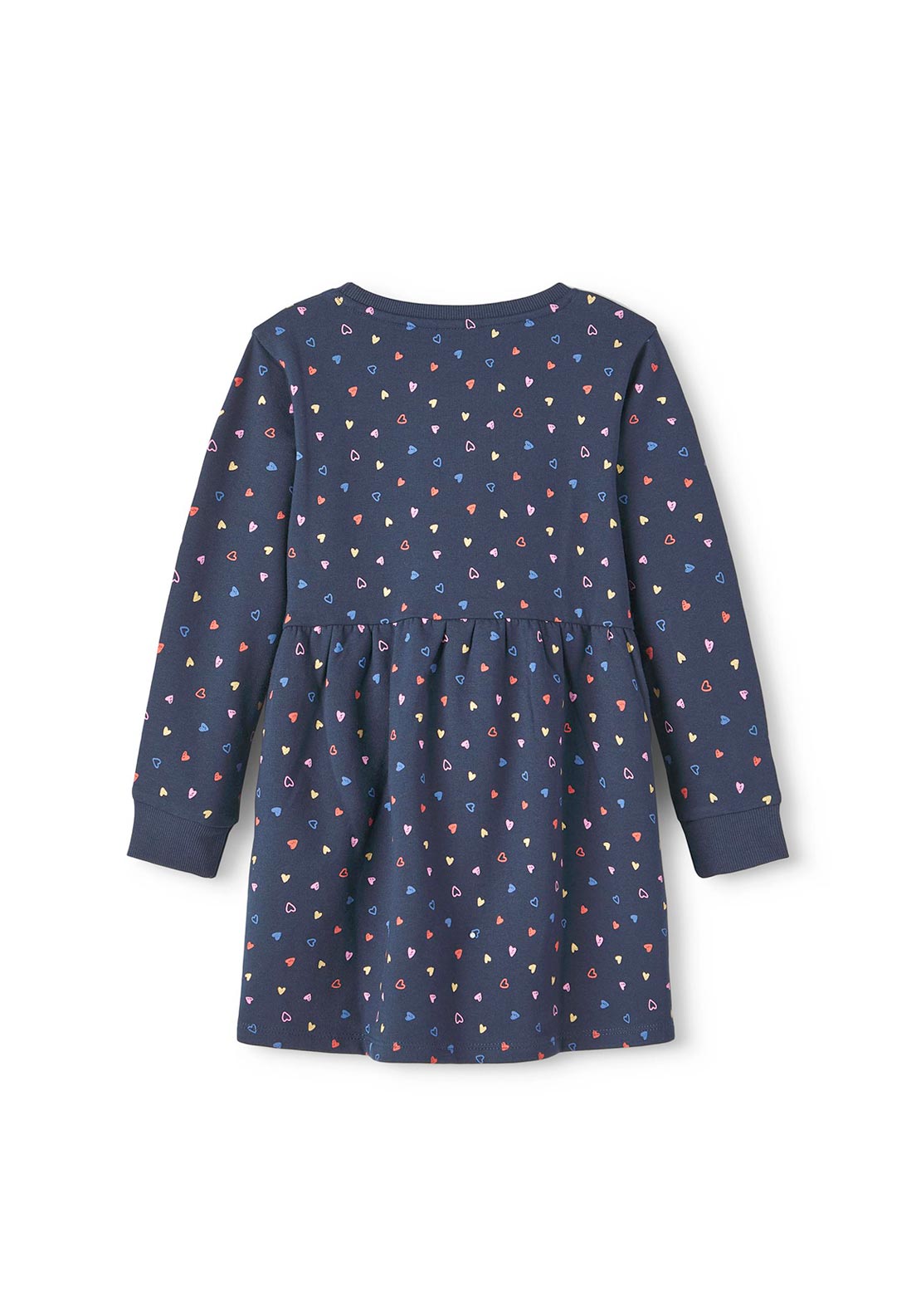 Name It Mini Girl Tara Heart Print Sweat Dress, Dark Sapphire