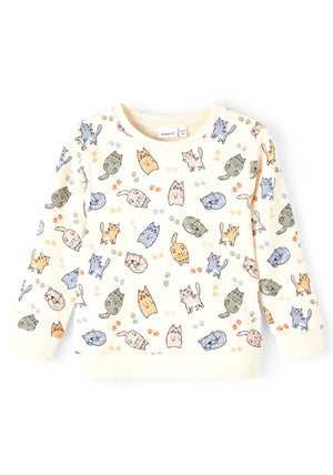 Name It Mini Girl Tine Cat Sweater, Buttercream