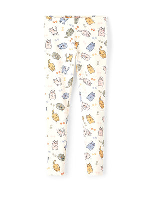 Name It Mini Girl Tone Cat Print Leggings, Buttercream