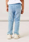 Name It Mini Girl Salli Slim Sweat Jeans, Light Blue Denim