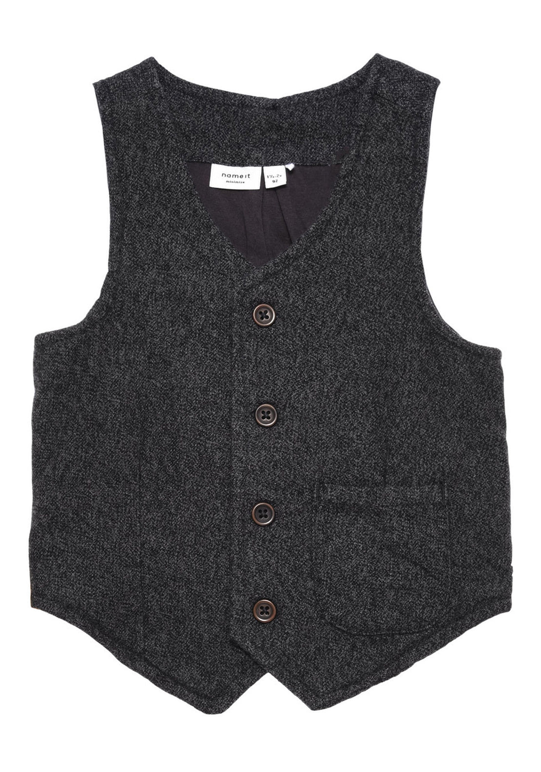 Name It Mini Boys William Waistcoat, Dark Grey