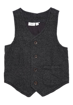 Name It Mini Boys William Waistcoat, Dark Grey