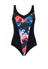 Naturana Valessa Floral Panel Swimsuit, Black Multi
