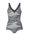 Naturana Body Contouring Zebra Print Swimsuit, Black Multi