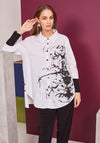 Naya Scatter Placement Print Long Oversize Shirt, White