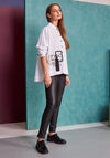 Naya Side & Back Placement Print Oversize Shirt, White