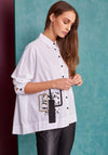 Naya Side & Back Placement Print Oversize Shirt, White