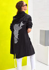 Naya Printed Back Long Jacket, Black