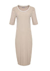Naya Rib Neck Jersey Panel Midi Dress, Stone
