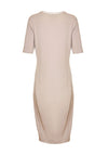 Naya Rib Neck Jersey Panel Midi Dress, Stone