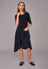 Naya Jersey Pocket Contrast Midi Dress, Black