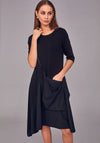 Naya Jersey Pocket Contrast Midi Dress, Black