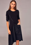 Naya Jersey Pocket Contrast Midi Dress, Black