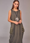 Naya Sleeveless Pocket Detail Dress, Green