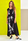 Naya Printed Curved Hem Long Dress, Black & White