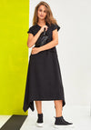 Naya Curved Hem Long Dress, Black