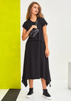 Naya Curved Hem Long Dress, Black