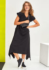 Naya Curved Hem Long Dress, Black