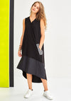 Naya Stripe Panel Piece Long Sleeveless Dress, Black