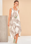 Naya Sleeveless Curved Hem Midi Dress, Stone