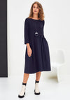 Naya Jersey Contrast Panel Material Midi Dress, Navy