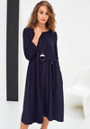 Naya Jersey Contrast Panel Material Midi Dress, Navy