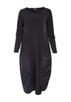 Naya Jersey Contrast Embossed Pocket Hem Dress, Black