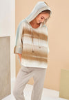 Naya Faded Striped Hooded Top, Beige Multi