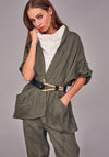 Naya Cropped Sleeve Linen Jacket, Green