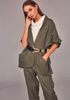 Naya Cropped Sleeve Linen Jacket, Green