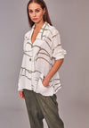 Naya Abstract Print Linen Jacket, White