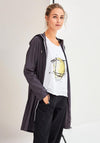 Naya Long Hooded Zip Light Jacket, Charcoal