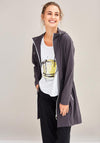 Naya Long Hooded Zip Light Jacket, Charcoal