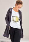 Naya Long Hooded Zip Light Jacket, Charcoal