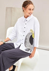 Naya High Low Hem Print Detail Shirt, White