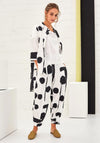 Naya Dot Print Shirt Jacket, White & Black