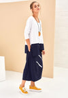Naya Contrast Colour Stripe Midi Skirt, French Blue