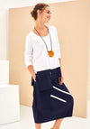Naya Contrast Colour Stripe Midi Skirt, French Blue