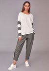 Naya Stripe Sleeve Relaxed Fit Sweatshirt, Off White