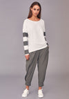Naya Stripe Sleeve Relaxed Fit Sweatshirt, Off White
