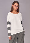 Naya Stripe Sleeve Relaxed Fit Sweatshirt, Off White