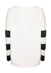 Naya Striped Sleeve Relaxed Fit Cotton Top, White