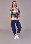 Naya Graphic Print Linen Mix Top, Navy