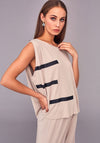 Naya Ribbon Trim Relaxed Fit Top, Stone