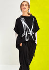 Naya Printed Drawstring Hem Top, Black