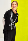 Naya Printed Drawstring Hem Top, Black