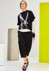 Naya Printed Drawstring Hem Top, Black