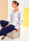 Naya Contrast Striped Pocket Top, White & Navy